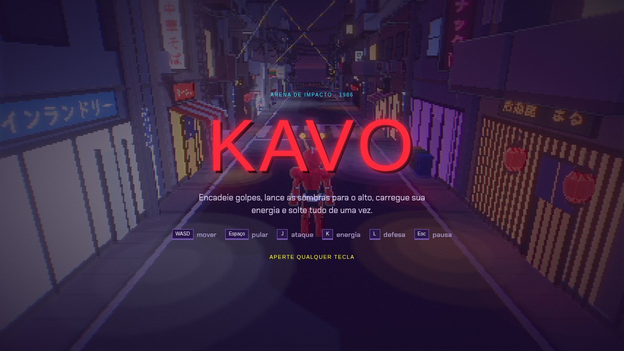 Tela de título do Kavo sobre a rua de Tóquio